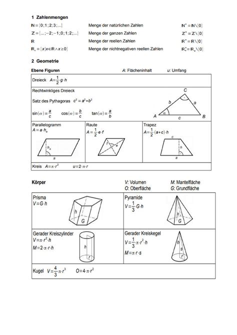 mathe formelsammlung einige formel die man richtig braucht