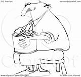 Outline Sitting Coloring Stool Illustration Man Popcorn Eating Royalty Djart Clip Vector Male Clipart Template sketch template
