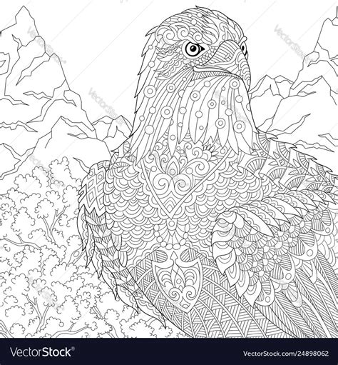eagle adult coloring page royalty  vector image