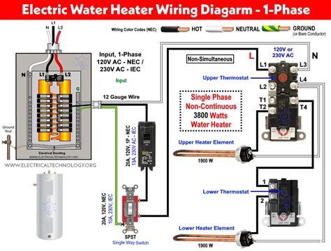 electric water heater service  wiring diagram collection
