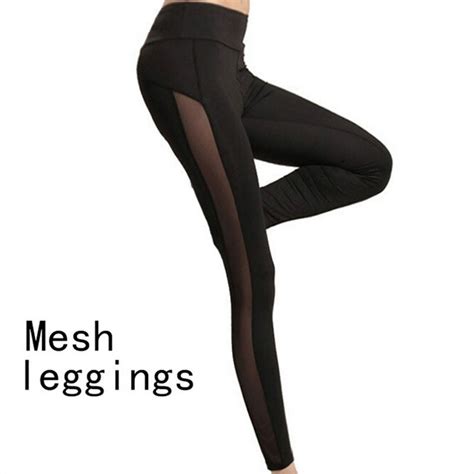 fashion quick dry women leggings sexy side mesh patchwork ladies