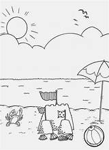 Coloring Pemandangan Pantai Di Beach Tepi Pages Summer Google sketch template