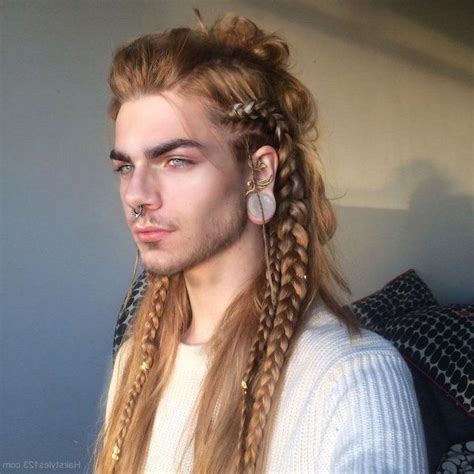 Blonde Long Hair Viking Braids Braided Hair Men Man With