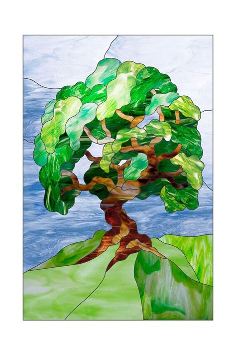 Stained Glass Pattern Tree Of Life Stain Glass Window Panel Etsy