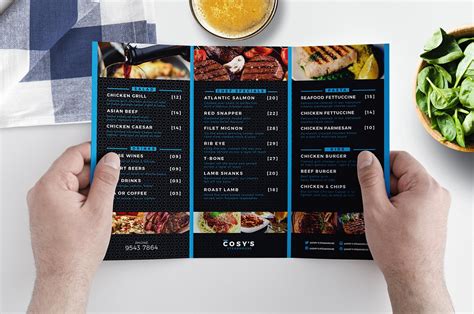 trifold restaurant menu template brochure templates creative market