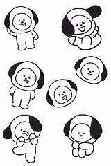 Bt21 Chimmy Coloriage Wallpaper Bities Shooky Tata 유일한 Lineart Cooky sketch template