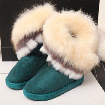 casual multicolor fur design womens snow boots green  boots dresslilycom snow boots