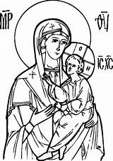 Theotokos Coloring Icon Orthodox Icons Pages Child Kids Christ Church Mary Mother Orthodoxy Religious Joseph Drawing God Holy Line sketch template