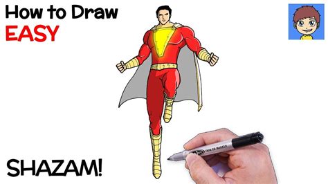 draw shazam step  step dc superhero drawing youtube