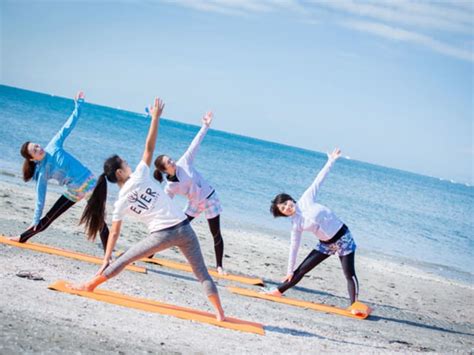 relaxing beach yoga session in zushi with one cafe drink included