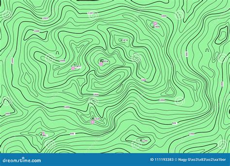de topografische kaart van de hoogtelijn met aantrekkelijkheidspunt naadloos vectorpatroon