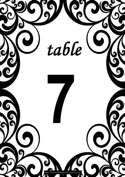 downloadable  printable table numbers template printable