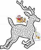 Christmas Maze Printable Mazes Reindeer Kids Pages Coloring sketch template