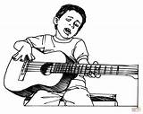 Guitar Coloring Boy Pages Boys Cartoon Player Playing Clipart Drawing Man Cliparts Printable Colouring Outline Kids Plays Play Clip People sketch template