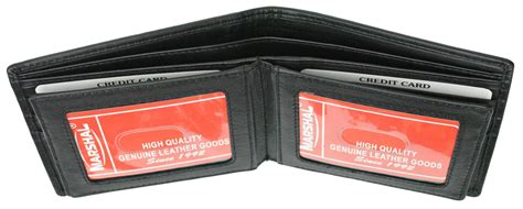 mens leather bifold wallet  id window literacy basics