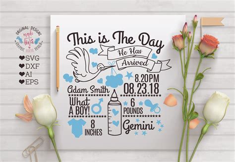 baby boy birth announcement chart  svg dxf eps ai  svgs