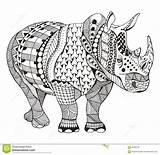 Rhino Zentangle Mandala Doodle Freehand Stylized Dieren Zeichnen Ausmalbilder Neushoorn Nashorn Kunstunterricht sketch template
