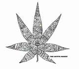 Mandala Artful Cannabis sketch template