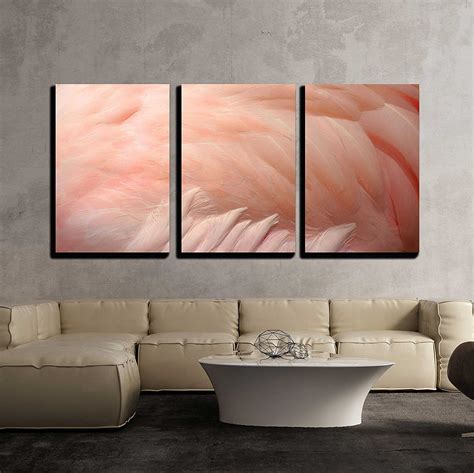 wall  piece canvas wall art pink flamingo feathers delicate soft