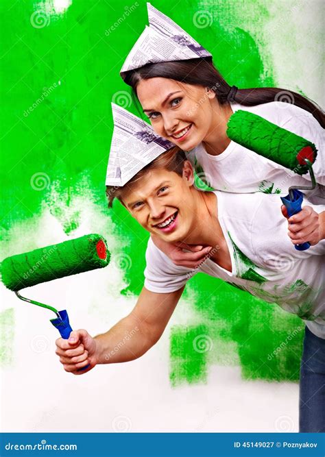 family paint wall  home stock image image  adult