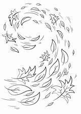 Leaves Otoño Swirling Otono Supercoloring Blowing Foglie Vortice sketch template