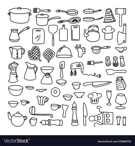 kitchen utensils set royalty  vector image