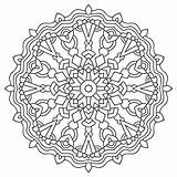 Mandala Coloring Circular Geometric Ornament Outline Round Illustration Book sketch template