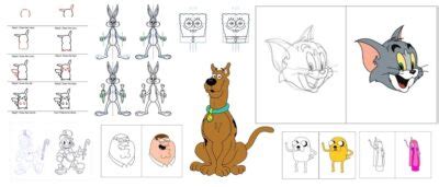 easy cartoon characters  draw   draw