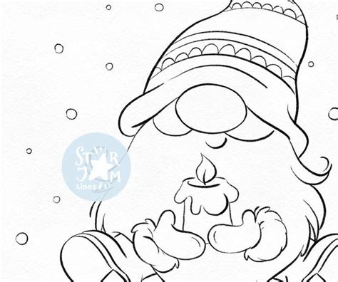 christmas gnome   candle digi stamp nordic etsy