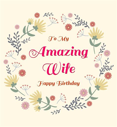 printable birthday card  wife printable templates