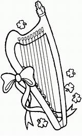 Lyre St Patrick Coloring Pages Colouring Templates Harp Print Patricks Printables Activity sketch template