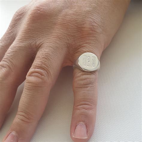 men s pinky ring engraved with initial letter or symbol etsy
