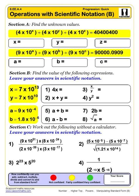 operations  scientific notation worksheet powers math worksheets