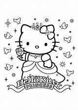Kitty Coloring Princess Hello Pages Popular sketch template