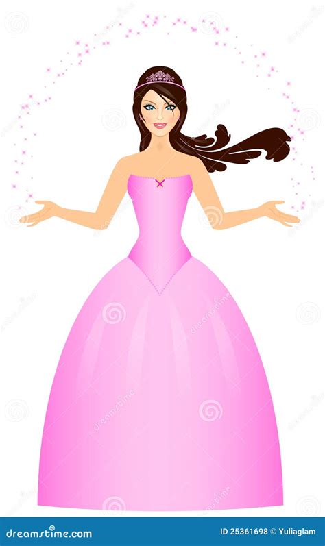 beautiful princess  pink stock vector illustration  long