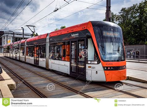 bergen norway june  bergen light rail bybanen   editorial photo image