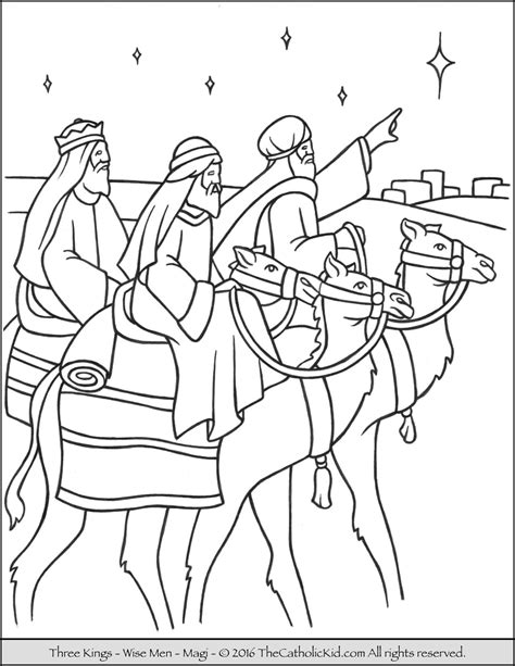 kings magi wise men coloring page thecahtolickidcom