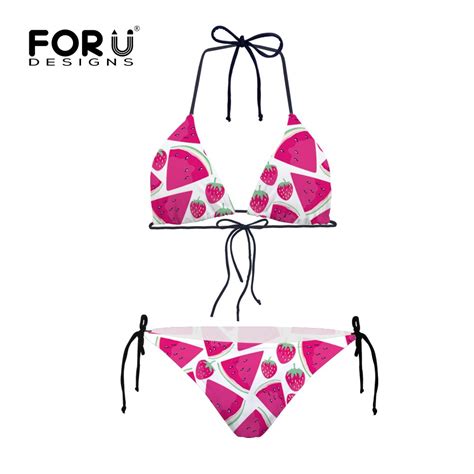 2018 hot sexy triangle pink fruit cute bikini set swimsuit bathing suit