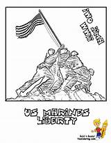 Coloring Jima Iwo Pages Flag American Color Military Kids sketch template