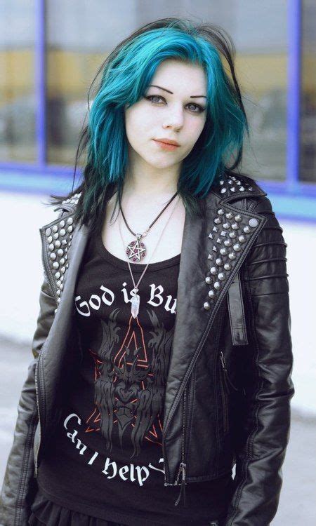 Goth Gothic Leather Colored Hair Blue Hair Colorful Hair Goth