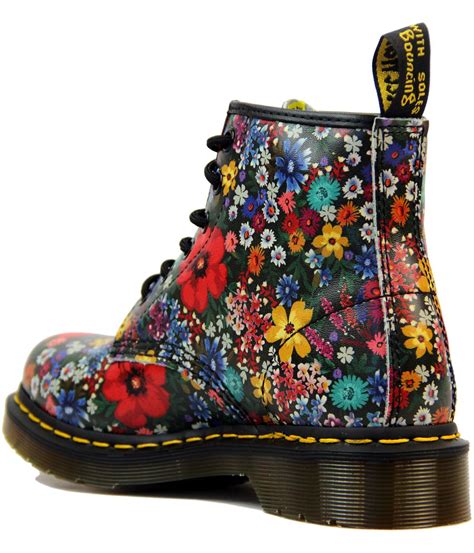 dr martens  retro mod wanderlust floral boots  black