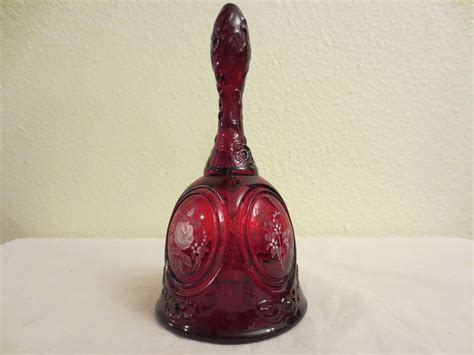 Vintage Signed Ruby Red Fenton Art Glass Bell Artist G M Wagner 6 5