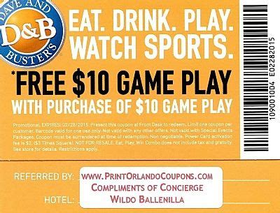 dave  busters orlando  printable coupon dave busters