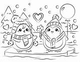 Coloring Penguin Cute Couple Pages Penguins Two Printable Print Sheets Winter Couples Categories Drawing Crafts Template Game sketch template