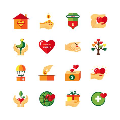 charity symbols flat icons set  vector art  vecteezy