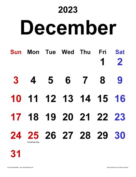 december  calendar