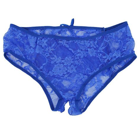 Sexy Lace Crotchless Panties Briefs Womens Lingerie Underwear Royal