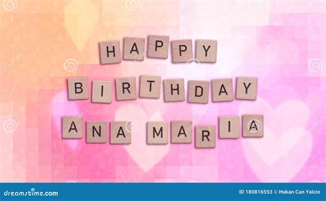 happy birthday ana maria card  wooden tiles text stock image image  card invitation
