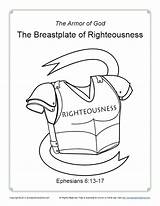Breastplate Righteousness Coloring God Pages Printable Armor Kids Activity Pdf School Lesson Sunday Description sketch template