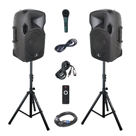 proreck party     watts   powered pa speaker system combo set  bluetoothusb